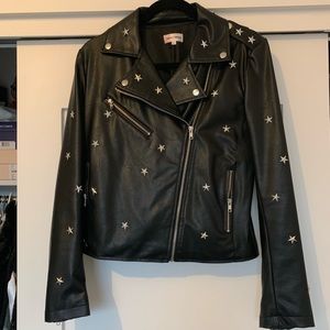 Sunset + Spring Star Stud faux Leather Moto Jacket